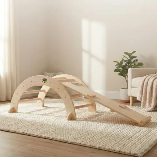 Moni PIKLER fa MÁSZÓHÍD rámpával  Montessori  79*40cm+92cm rámpa NATUR