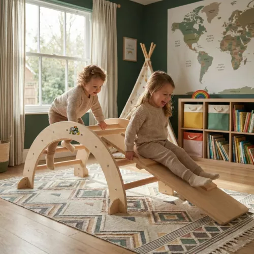 Moni PIKLER fa MÁSZÓHÍD rámpával  Montessori  79*40cm+92cm rámpa NATUR