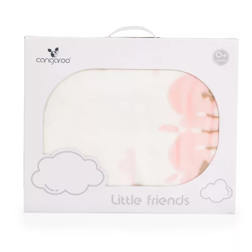 Moni Baba takaró little friends 80x110 cm erdei állatos pink