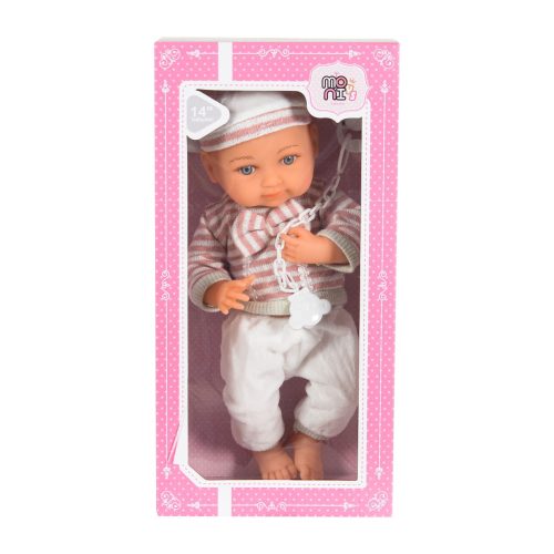Moni Baba 36cm csíkos szett cumival rózsa