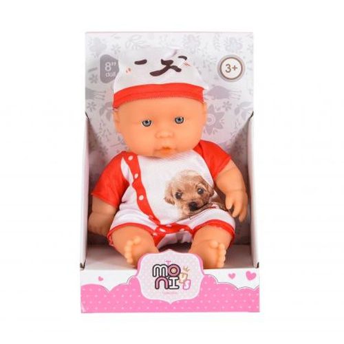 Moni Baba 20cm 6010 újszülött kutyus fehér/piros