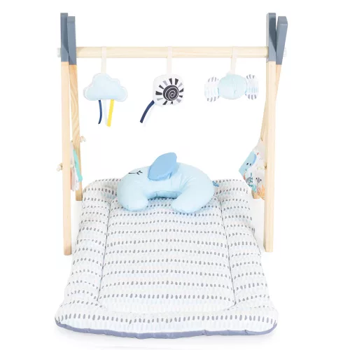 Moni Játszószőnyeg plüss, fa játékhíddal, összecsukható sahara szögletes