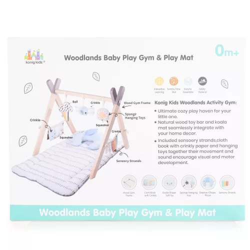 Moni Játszószőnyeg plüss, fa játékhíddal, összecsukható sahara szögletes