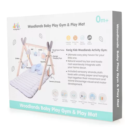 Moni Játszószőnyeg plüss, fa játékhíddal, összecsukható sahara szögletes