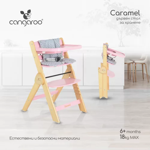 Moni CARAMEL fa etetőszék 15kg-ig terhelhető PINK
