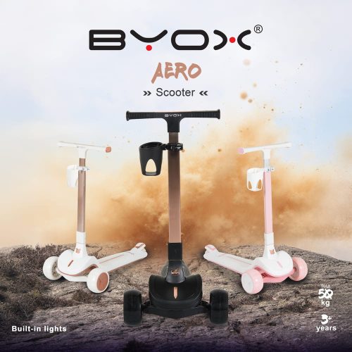 Moni Aero roller, összecsukható, 50kg-ig, 3 kerekű, arany váz fehér