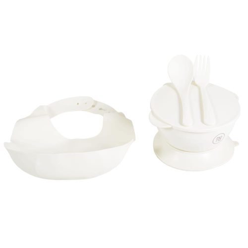 Moni Surprise etetőszék szilikon tányérral, előkével fehér