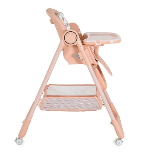 Moni Surprise etetőszék szilikon tányérral, előkével pink