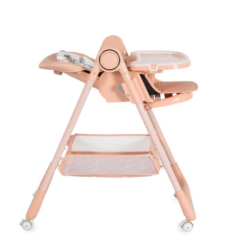 Moni Surprise etetőszék szilikon tányérral, előkével pink