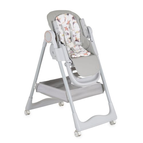 Moni Surprise etetőszék szilikon tányérral, előkével szürke