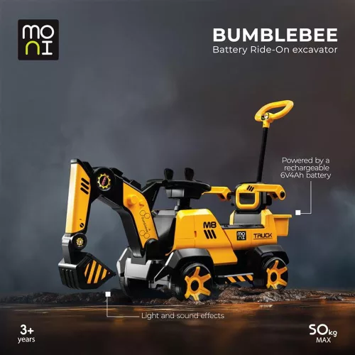 Moni Bumblebee ráülős akkus vezethető kotrógép 50kg-ig sárga/fekete
