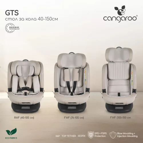 Moni GTS prémium autós ülés 40-150cm SPS, 360fokban forgatható BÉZS