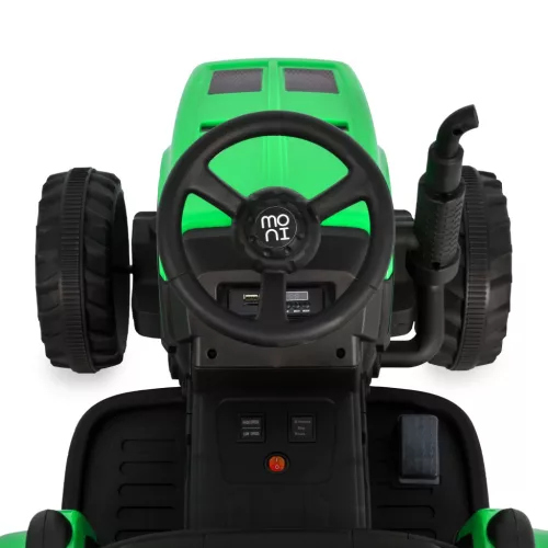 Moni BO DALLAS elektromos traktor trélerrel 12V 140cm ZÖLD