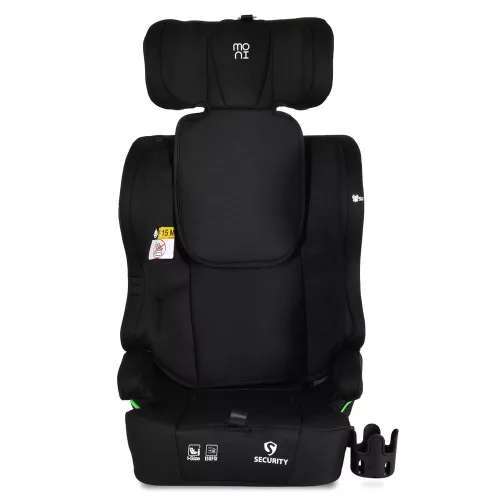 Moni Security autós ülés belső övvel, isofix, ajándék 2plüss+párna 76-150cm fekete