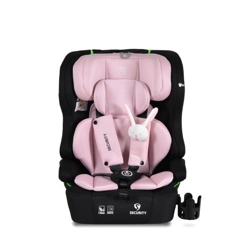 Moni Security autós ülés belső övvel, isofix, ajándék 2plüss+párna 76-150cm pink