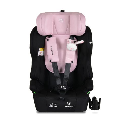 Moni Security autós ülés belső övvel, isofix, ajándék 2plüss+párna 76-150cm pink