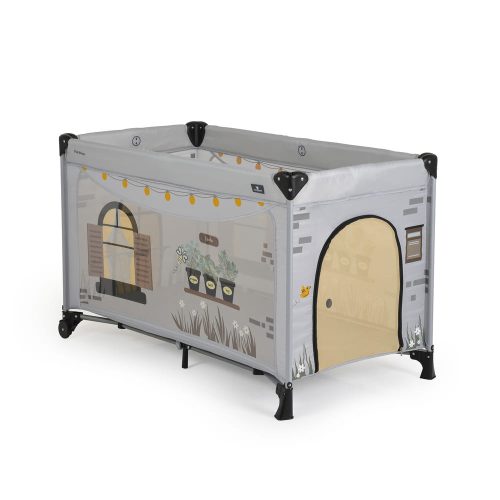 Moni Playhouse összecsukható házikó utazóágy, tetővel, kibújóval szürke