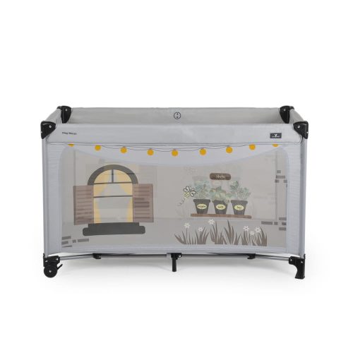 Moni Playhouse összecsukható házikó utazóágy, tetővel, kibújóval szürke