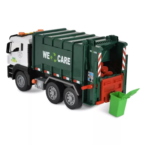 Moni Kisautó szemetesautó szelektív kukákkal 1:10 s.zöld