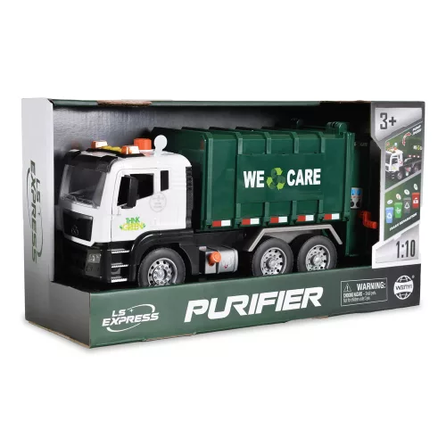 Moni Kisautó szemetesautó szelektív kukákkal 1:10 s.zöld