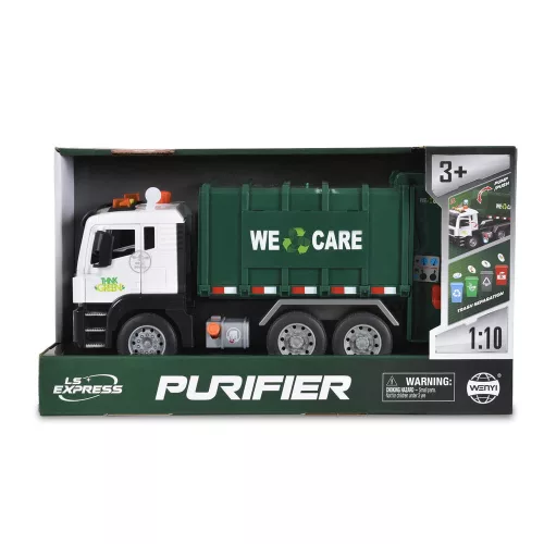 Moni Kisautó szemetesautó szelektív kukákkal 1:10 s.zöld