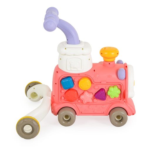 Moni Happy train járássegítő vonat kockákkal formabedobós pink