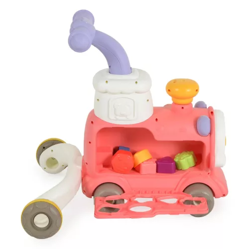 Moni HAPPY TRAIN járássegítő vonat kockákkal formabedobós PINK
