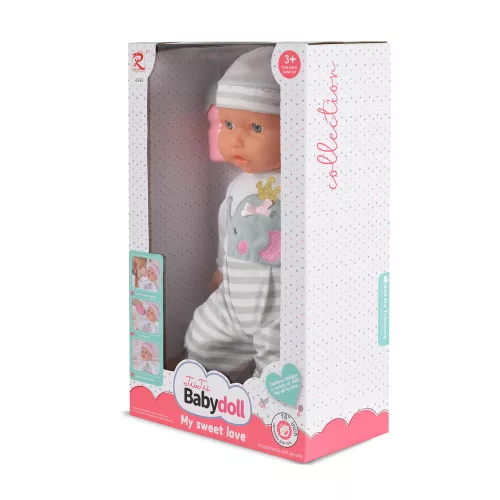 Moni Baba 41 cm fiú baba elefántos ruha csíkos bézs