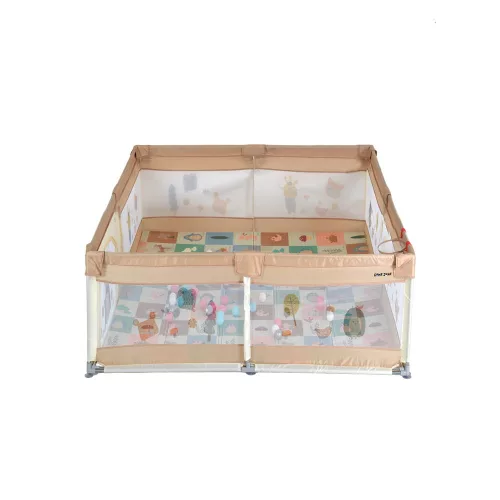 Moni GAMEZONE járóka összecsukható szőnyeggel, 60 labdával 120x120 BÉZS