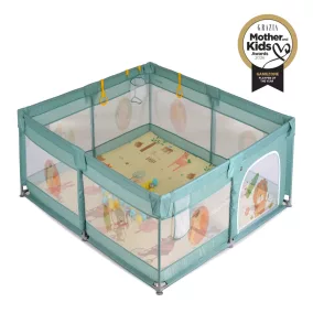   Moni GAMEZONE járóka összecsukható szőnyeggel, 60 labdával 120x120 MENTA