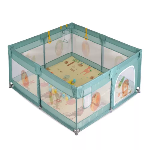 Moni GAMEZONE járóka összecsukható szőnyeggel, 60 labdával 120x120 MENTA
