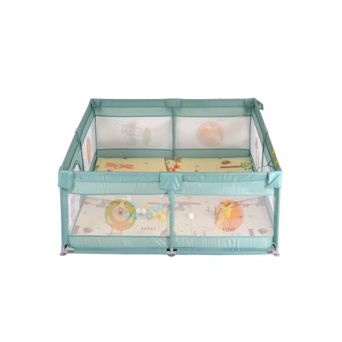 Moni Gamezone járóka összecsukható szőnyeggel, 60 labdával 120x120 menta