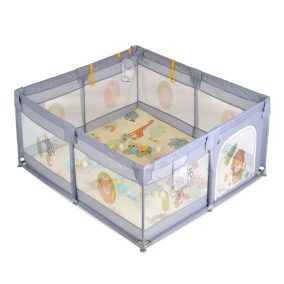   Moni Gamezone járóka összecsukható szőnyeggel, 60 labdával 120x120 szürke