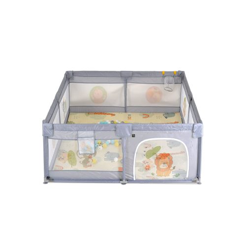 Moni Gamezone járóka összecsukható szőnyeggel, 60 labdával 120x120 szürke