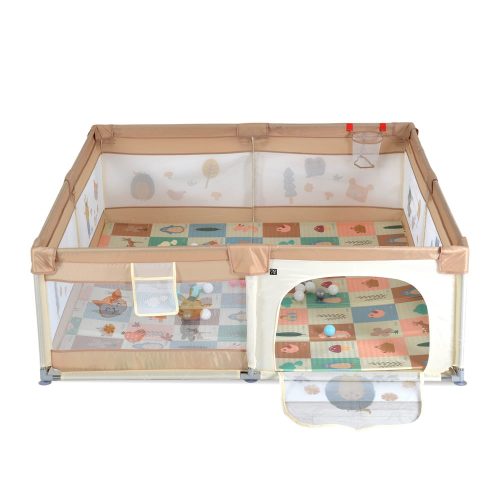 Moni Gamezone járóka összecsukható szőnyeggel, 60 labdával 150x200 bézs