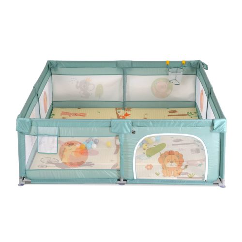 Moni Gamezone járóka összecsukható szőnyeggel, 60 labdával 150x200 menta