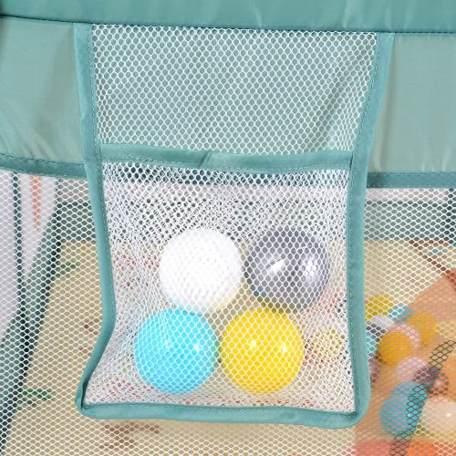 Moni Gamezone járóka összecsukható szőnyeggel, 60 labdával 150x200 menta