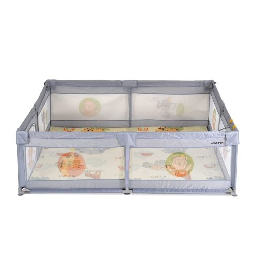 Moni Gamezone járóka összecsukható szőnyeggel, 60 labdával 150x200 szürke