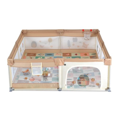 Moni Gamezone járóka összecsukható szőnyeggel, 60 labdával 180x200 bézs