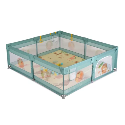 Moni GAMEZONE járóka  összecsukható szőnyeggel, 60 labdával 180x200 MENTA