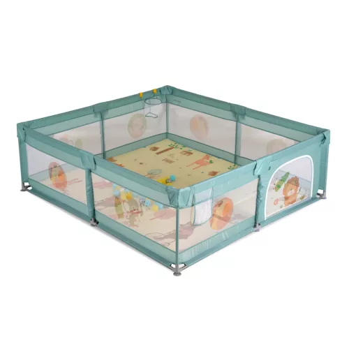 Moni GAMEZONE járóka  összecsukható szőnyeggel, 60 labdával 180x200 MENTA
