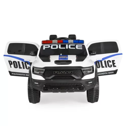 Moni BO RAM MAMMOTH elektromos rendőrautó hangos bemondóval 107cm 2 motoros FEHÉR