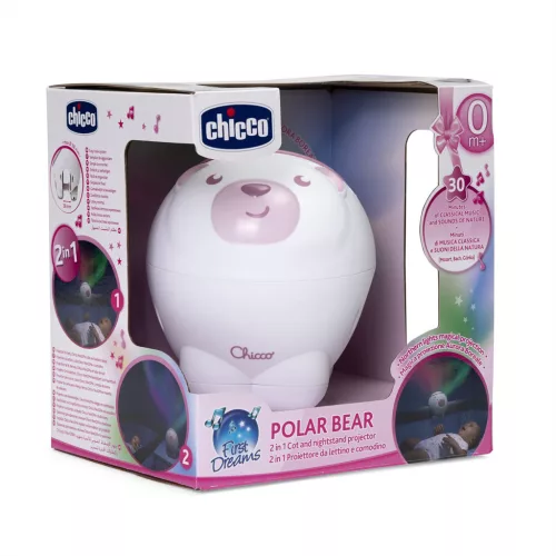 CHICCO Projektor a sarki fény Jegesmedve rózsaszín