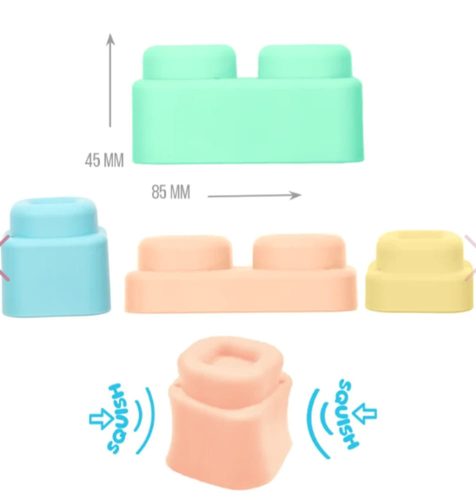 Moni Mochtoys play&squish puha vonat és kocka szett 12db pasztell