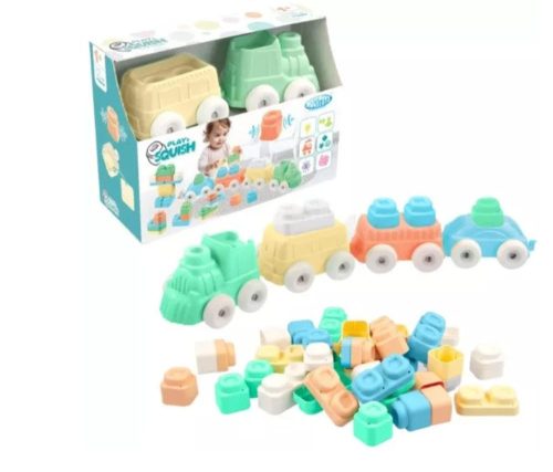 Moni Mochtoys vonatszett nagy kockákkal pasztell