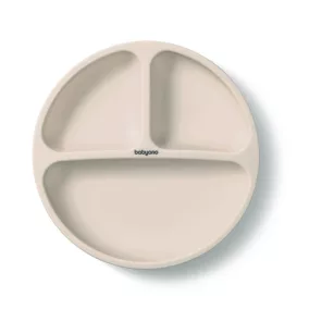 BABYONO szilikon tányér tapadókoronggal - beige 6h+