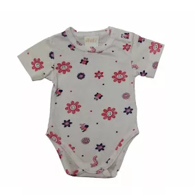 Rövid ujjú baba body cuki Virágos mintával