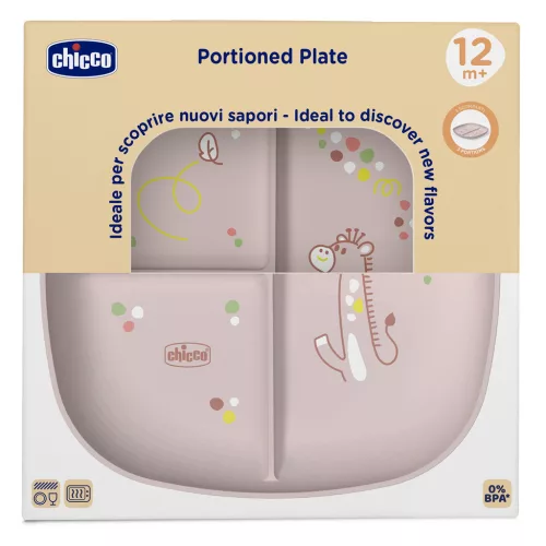 CHICCO Osztott tányér rózsaszín 12m+