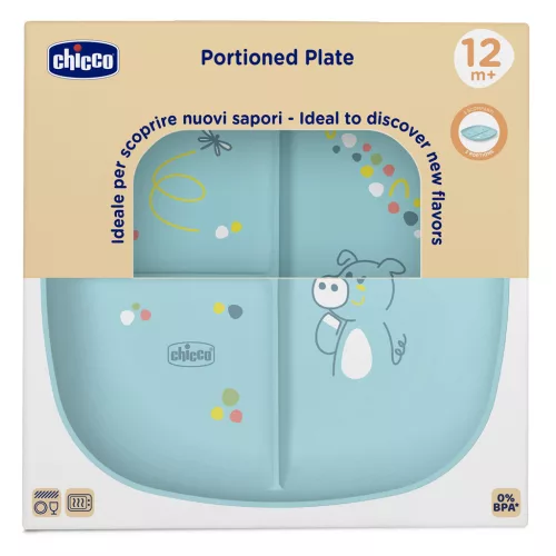 CHICCO Osztott tányér kék 12m+