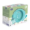 CHICCO Kezdő készlet - tányér, üveg és kanál kék 6m+